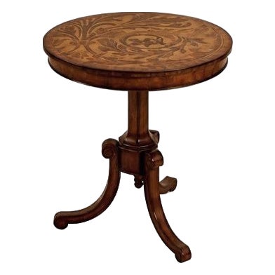 Maitland Smith 3030-844 Round Marquetry Inlaid Occasional Table For Sale