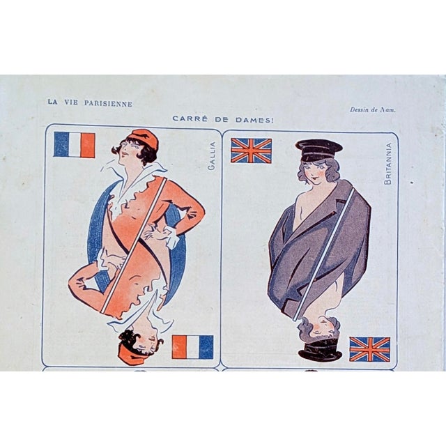 An original illustrated page from the famed French magazine La Vie Parisienne, featuring a playful and sophisticated Art...