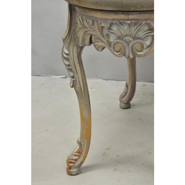 Vintage French Renaissance Walnut Gray Distress Painted Cherub Coffee Table For Sale In Philadelphia - Image 6 of 18
