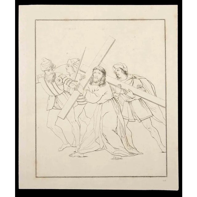 Carrying the cross is an original etching artwork realized by Thomas Holloway for Johann Caspar Lavater's "Essays on...