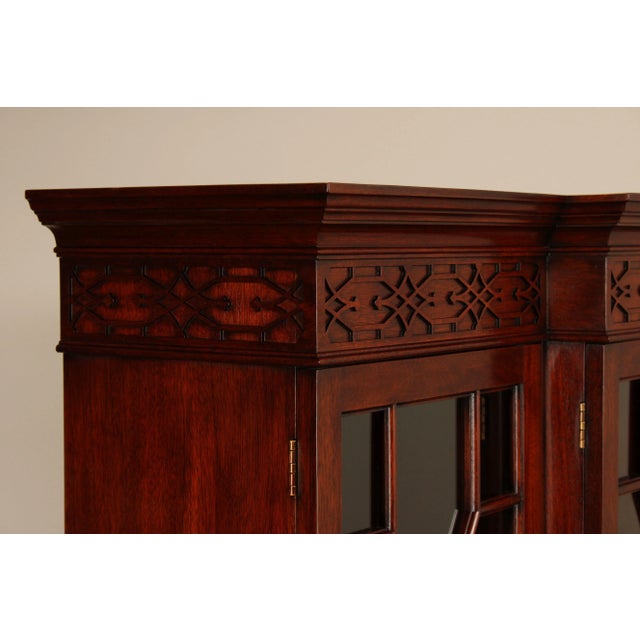 Henkel Harris Georgian Style Inlaid Mahogany Breakfront Bookcase For Sale - Image 12 of 12