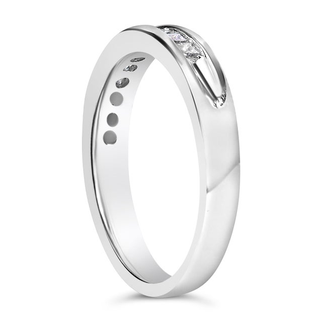 Haus of Brilliance IGI Certified 1/2 Cttw Princess Cut Diamond 18K White Gold Channel Set Half Eternity Style Wedding Band Ring (H-I Color, SI2-I1 Clarity) - Size 5 For Sale - Image 4 of 6