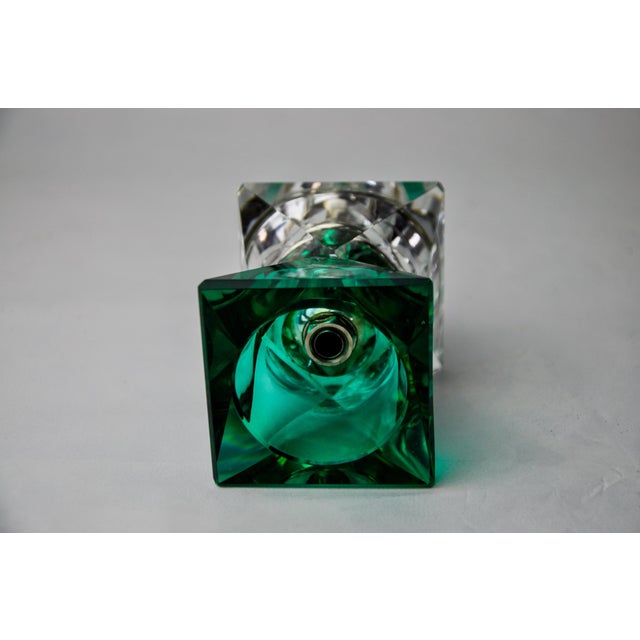 Glass Faceted Lighter in Green and Transparent Murano Glass attributed to Seguso, Italy, 1970s For Sale - Image 7 of 9