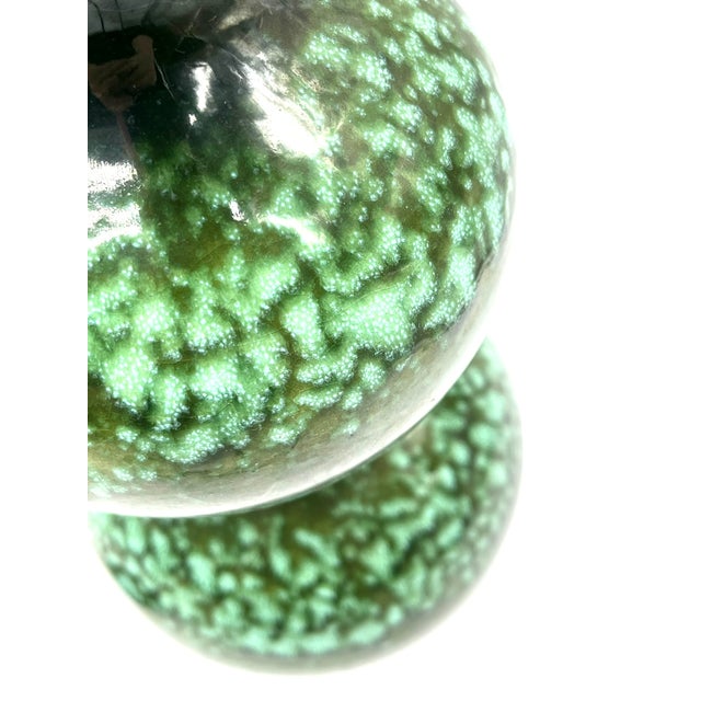 Large Space Age Table Lamp with Monumental 48cm Ceramic Base in Emerald Green from Kaiser Leuchten For Sale - Image 4 of 14