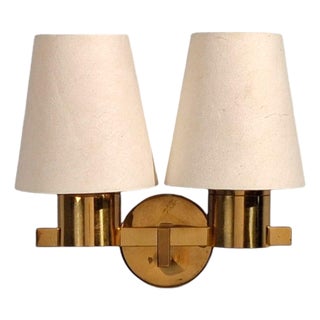 196s0 Mid-Century Modern Hans-Agne Jakobsson, Double Arm Wall Sconce, Brass For Sale