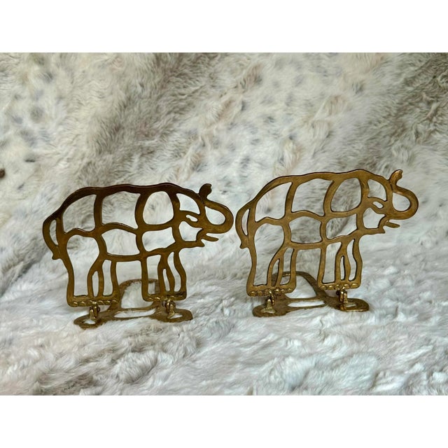 Brass Brass Elephant Bookends For Sale - Image 8 of 9