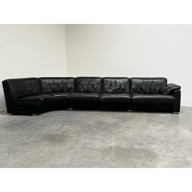 Modern Vintage Modular DS116 Sofa in Black Leather from de Sede, Switzerland, 1990s, Set of 3 For Sale - Image 3 of 11