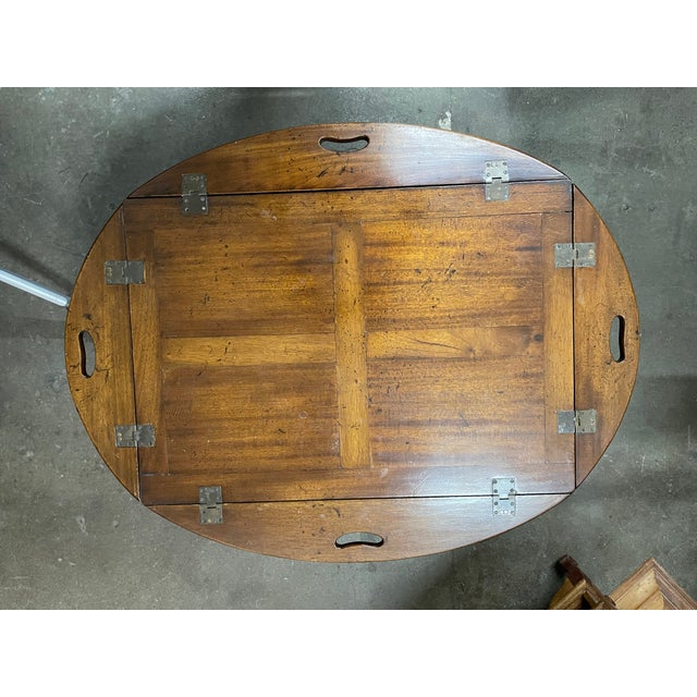 Late 20th Century Vintage English Mahogany Butler’s Tray Top Table For Sale - Image 9 of 10