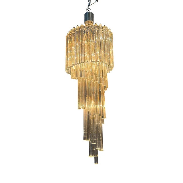 Large Murano Glass Trilobi Chandelier, Italy, 1960s Elegant and sculptural Italian Murano glass chandelier dating from the...