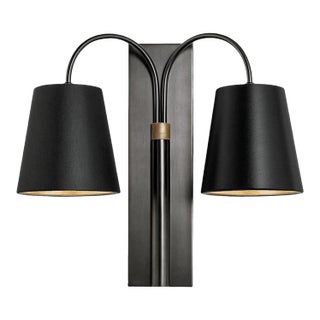 Black Bronze With English Brass Double Wall Light For Sale