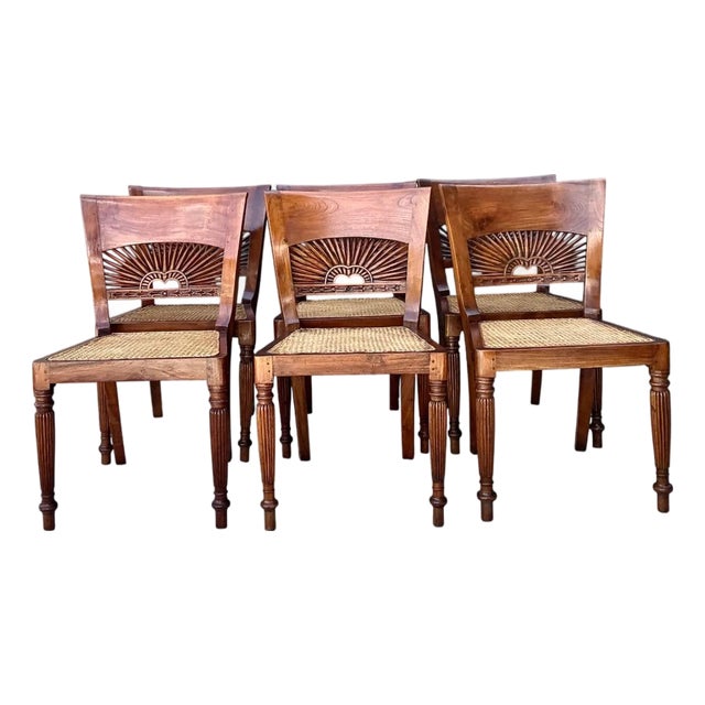Vintage Bauer Wood and Cane Dining Chairs - Set of 6 For Sale
