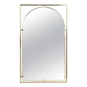 Arched Brass Framed Mirror in Open Rectangular Frame