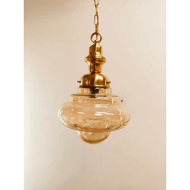 Brass and Amber Glass Lantern For Sale - Image 12 of 16