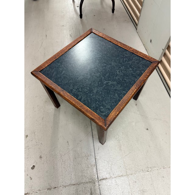 Mid 20th Century Vintage Slate and Oak Accent Side Tables, a Pair For Sale - Image 5 of 9