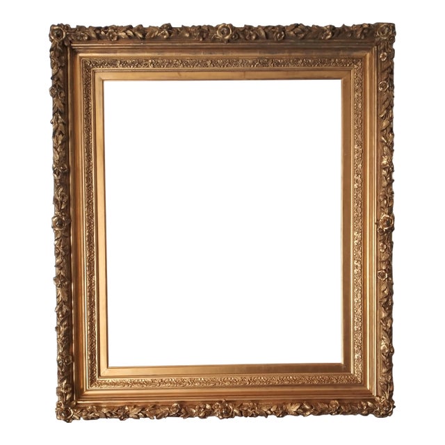 Magnificent Gilt Edwardian Picture Frame Rose Blossom Ornament 28" X 34" For Sale