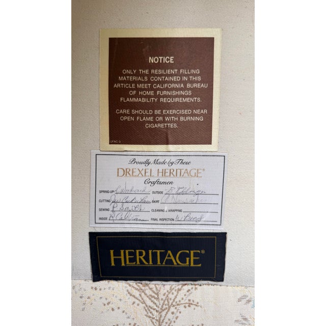 Eggshell 1990s Nature-Inspired Toile Drexel Heritage Love Seat For Sale - Image 8 of 9