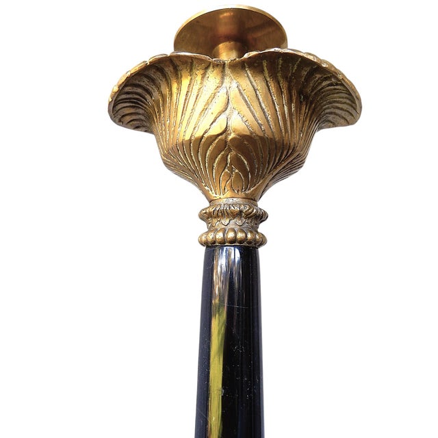 Large 19th C. French Marble and Brass Candlesticks - A Pair For Sale - Image 4 of 8