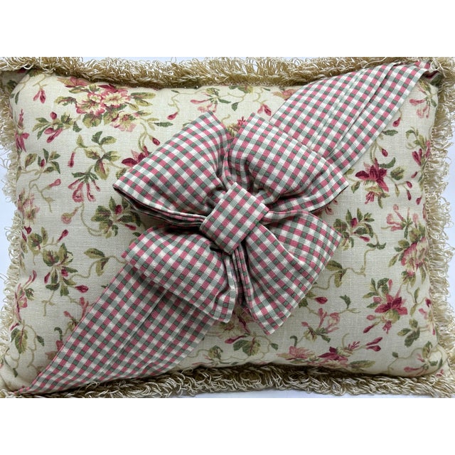 Vintage Floral Bow Wrapped Decorative Pillow For Sale In New York - Image 6 of 12