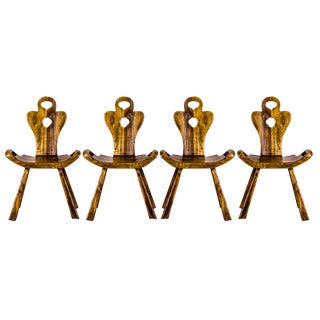 Brutalist Oak Chairs, 1960s, Set of 4 For Sale