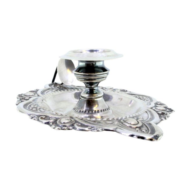 Silver Silver Embossed Paddle with Pearly Frieze Edge For Sale - Image 8 of 8