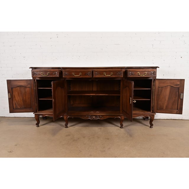 Mid 20th Century Karges Style French Provincial Louis XV Carved Walnut Sideboard Credenza For Sale - Image 5 of 16