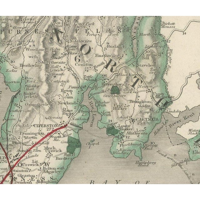 19th Century Antique Hobson Map of Lancashire with Liverpool and Manchester, 1870 For Sale - Image 5 of 12