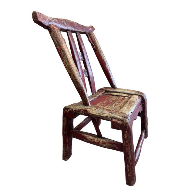 Late 19th Century Qing Dynasty Child’s Chair W/ Heavy Chipping For Sale - Image 4 of 12