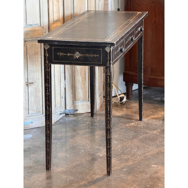1950s 1950s Black Painted Three-Drawer Table With Painted Decoration For Sale - Image 5 of 10