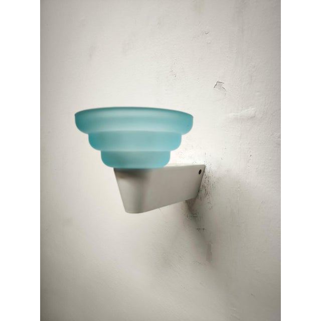 Glass Light Blue Glass Wall Lamp from Leucos, 1980s For Sale - Image 7 of 8