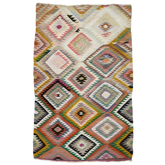 Textile 1960s Vintage Handwoven Kilim Rug- 5′11″ × 9′2″ For Sale - Image 7 of 7
