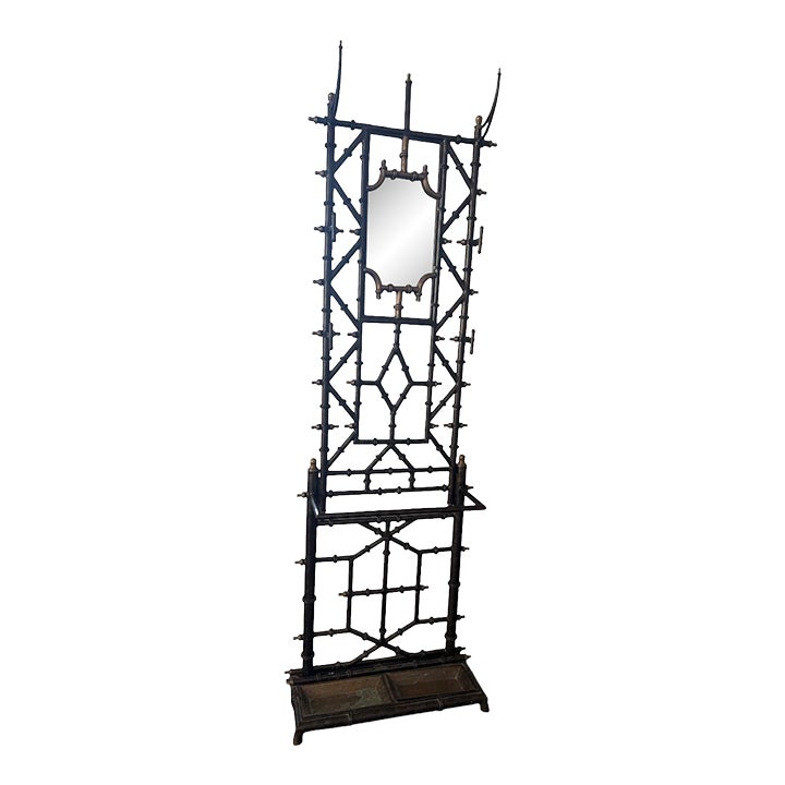 French Antique Cast Iron Coat Rack Hall Tree | Chairish