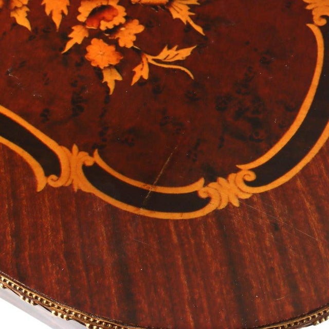 French Rosewood, Ormolu, Marquetry & Inlaid 2 Drawer Kidney Shaped Stand C1920 For Sale - Image 14 of 15