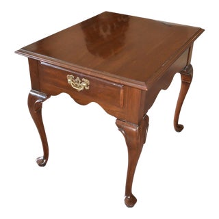 Vintage Ethan Allen Cherry Queen Anne Style Side Table For Sale