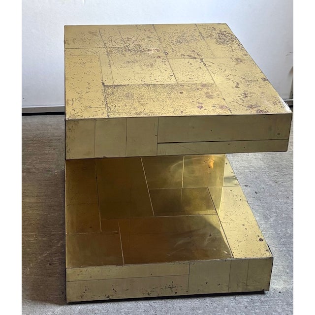 Mid Century Paul Evans for Directional Cityscape Brass Side Table For Sale In New York - Image 6 of 12