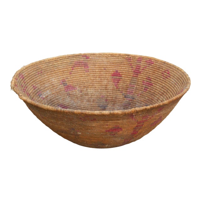 28" Dm Faded Motif Handwoven Gathering Basket For Sale