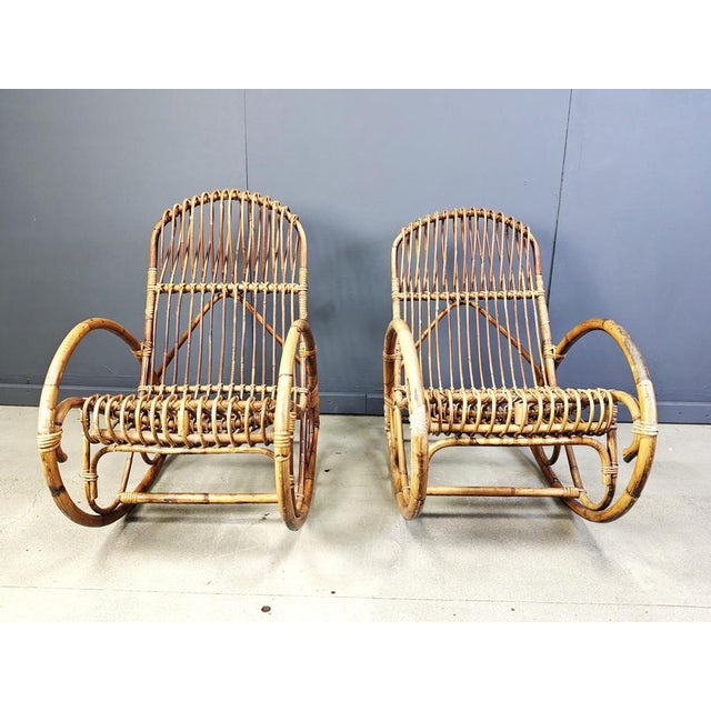 Vintage Bamboo Rocking Chairs, 1960s, Set of 2 For Sale - Image 9 of 11