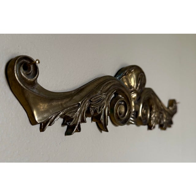 1970s Traditional Neoclassical Solid Brass Wall Accent Pediment For Sale - Image 9 of 11