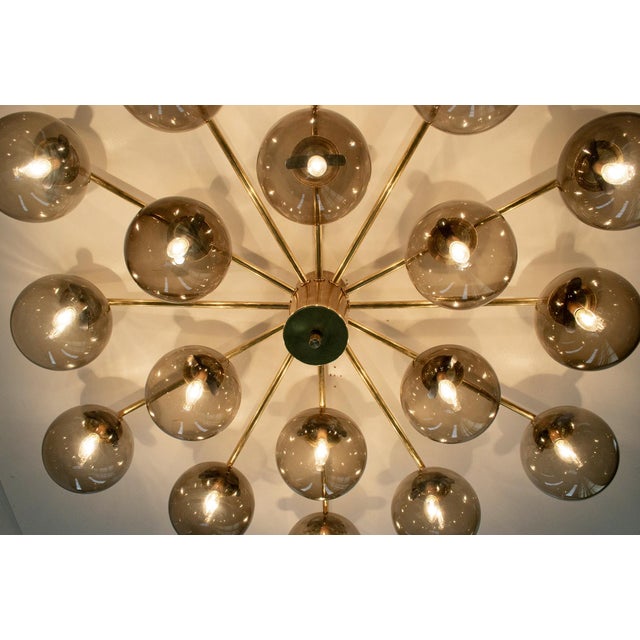 21st Century Natural Brass Smoky Murano Globes Flush Mount by Fabio LTD For Sale - Image 6 of 6