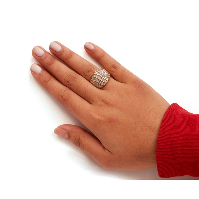 Haus of Brilliance 10 Yellow Gold 2.00 Cttw Diamond Multi Row Cocktail Band Ring (I-J Color, I1-I2 Clarity) - Ring Size 6 For Sale - Image 4 of 5