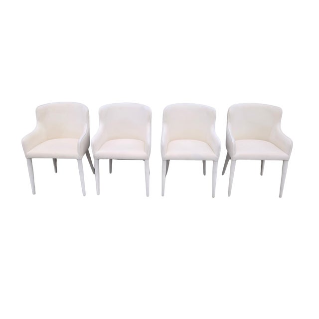Ivory Rh Nicola Slope Fabric Dining Side Chairs (Set of 4) – Performance Velvet, Natural For Sale - Image 8 of 18
