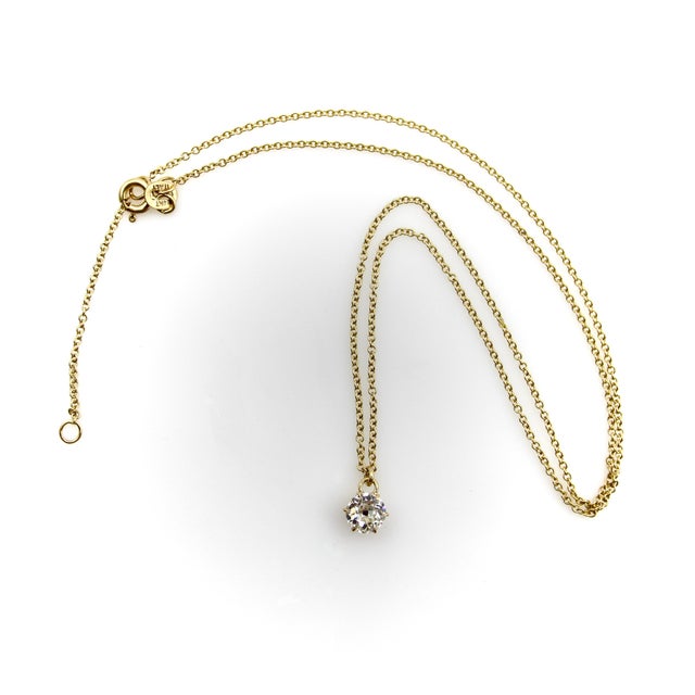 1910s 0.60 Carat Antique Old European Cut Diamond and 14k Gold Necklace For Sale In Los Angeles - Image 6 of 10