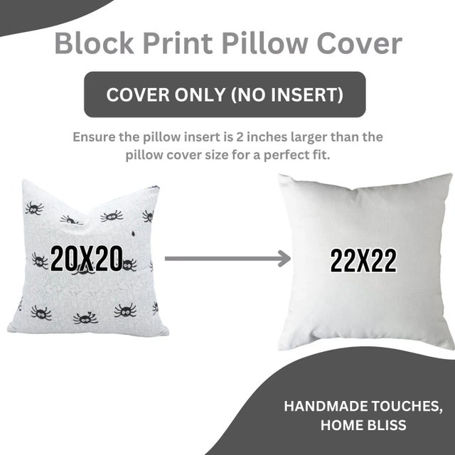 Fabdivine Spider Handmade Block Print Pillow Cover for Halloween Decor Size-14x20 For Sale - Image 6 of 6