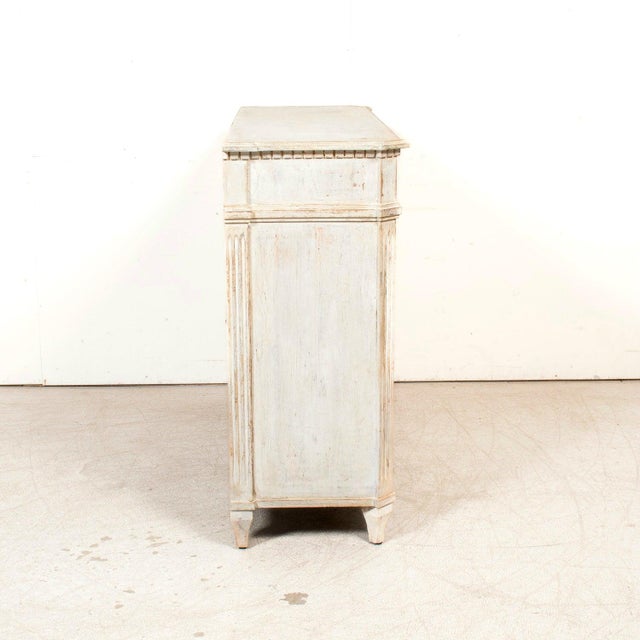 Handcrafted Gustavian Style Painted Buffet With Reeded Front For Sale - Image 16 of 17