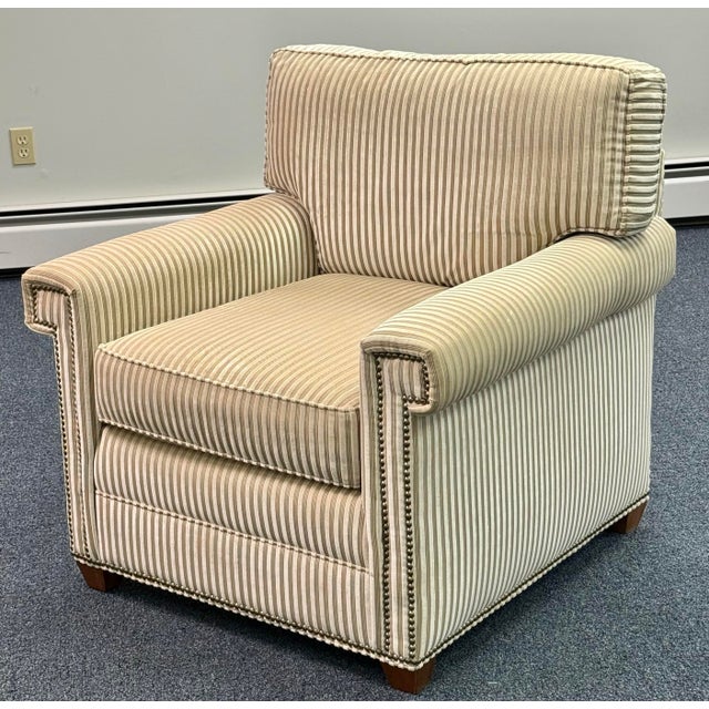 Gorgeous upholstered club chair with matching ottoman by vanguard furniture “American Bungalow” collection. Superb...