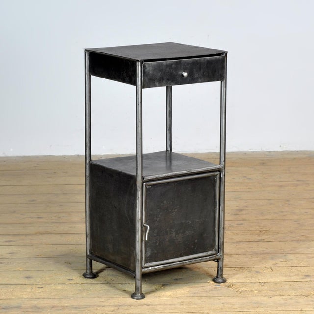 Industrial Vintage Iron Nightstand, 1920 For Sale - Image 3 of 11
