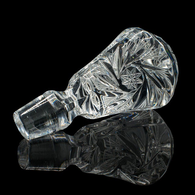 Vintage Crystal Brandy Decanter, English, Cut Glass Spirit Vessel, Mid Century For Sale - Image 12 of 12