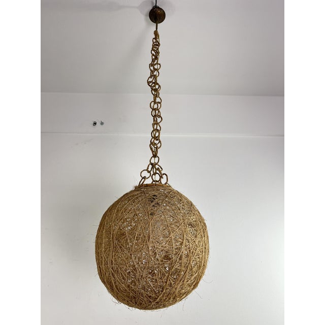 Mid-Century Italian Twine and Rattan Pendant Light, 1960s For Sale - Image 12 of 12
