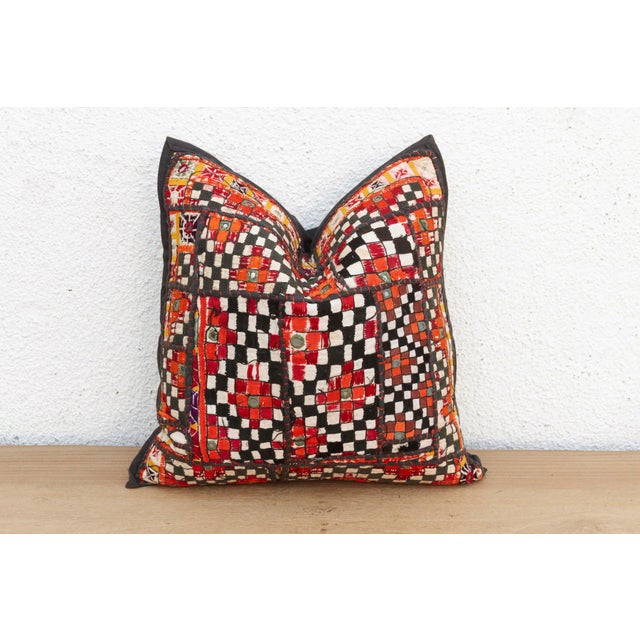 19th Century Tribal Checkered Motif Antique Jaisalmer Pillow For Sale - Image 5 of 7