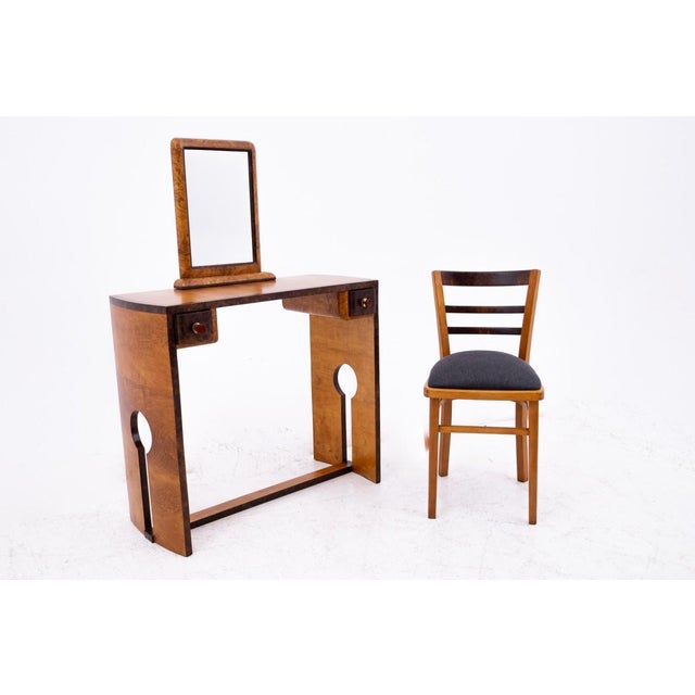 Art Deco Dressing Table and Chair Set, Poland, 1930s, Set of 2 For Sale - Image 4 of 18