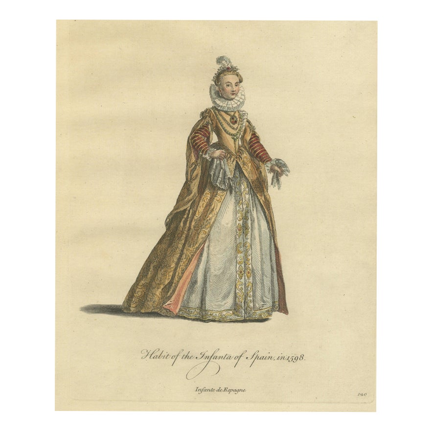 Jefferys, Infanta of Spain in 1598 in a Gold Brocade Gown, 1757 ...